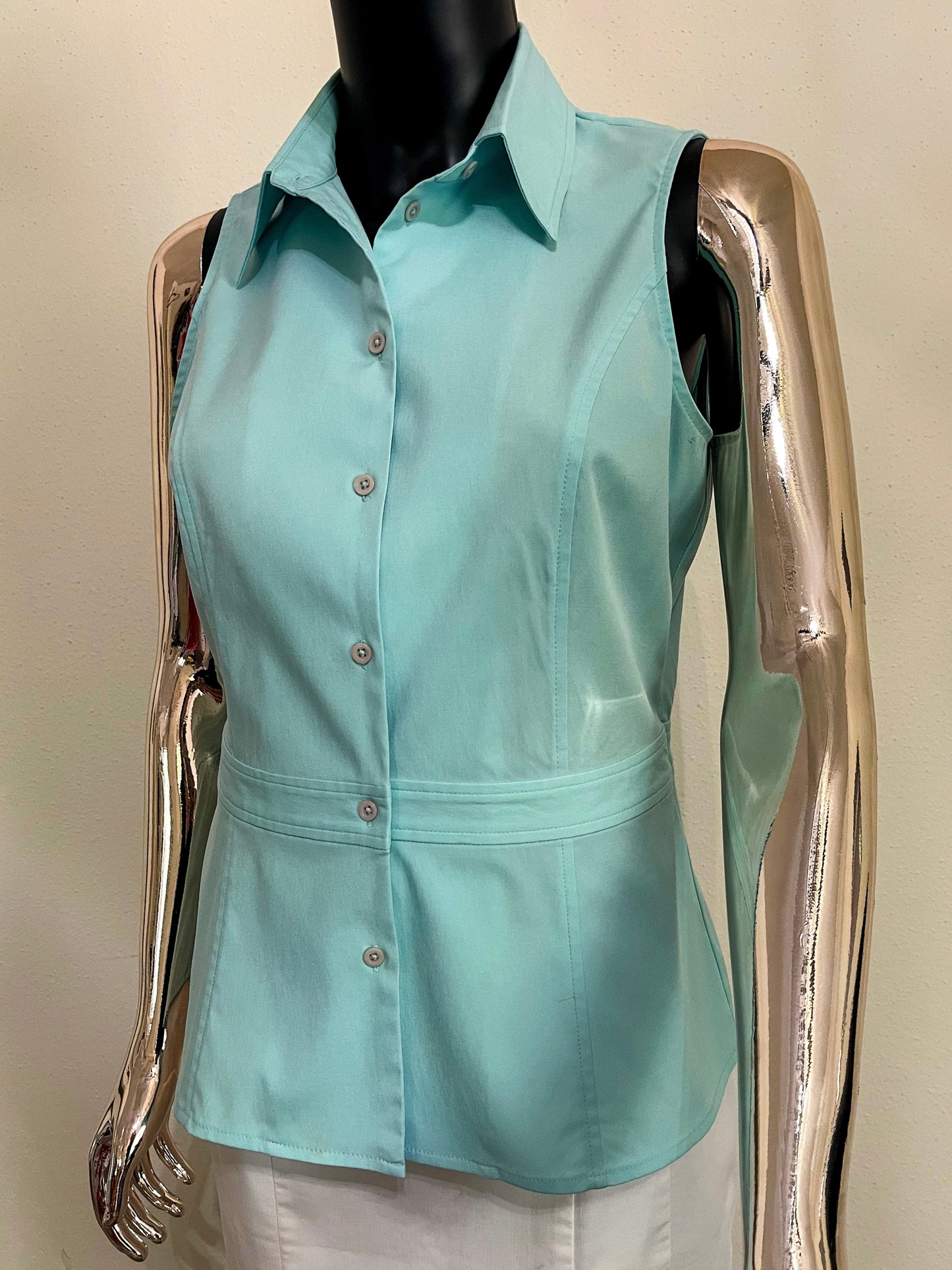 Express Stretch - Women’s Baby Blue  Sleeveless Blouse - Size (Small - S )