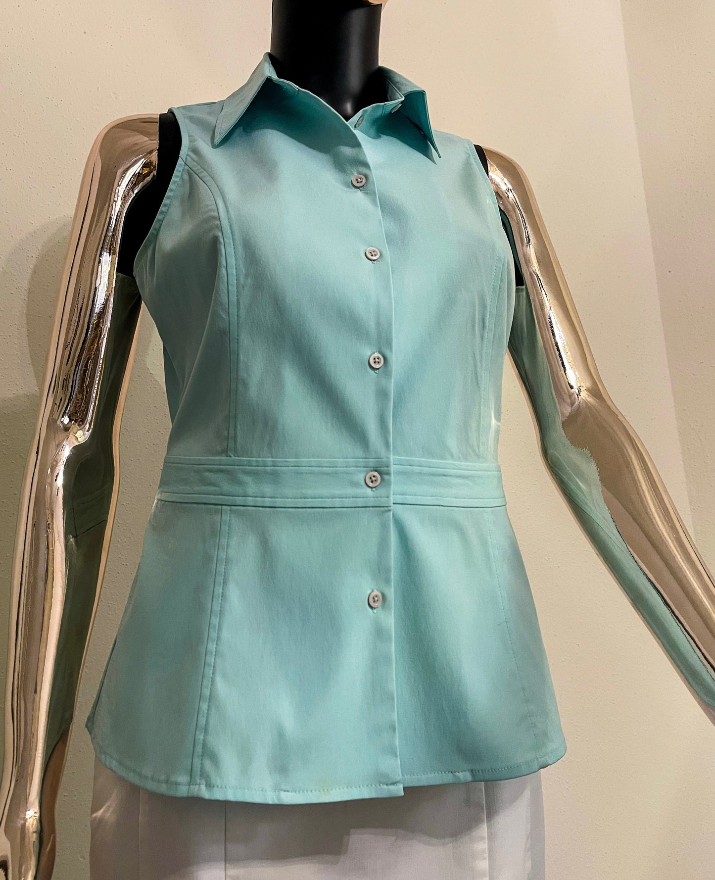 Express Stretch - Women’s Baby Blue  Sleeveless Blouse - Size (Small - S )