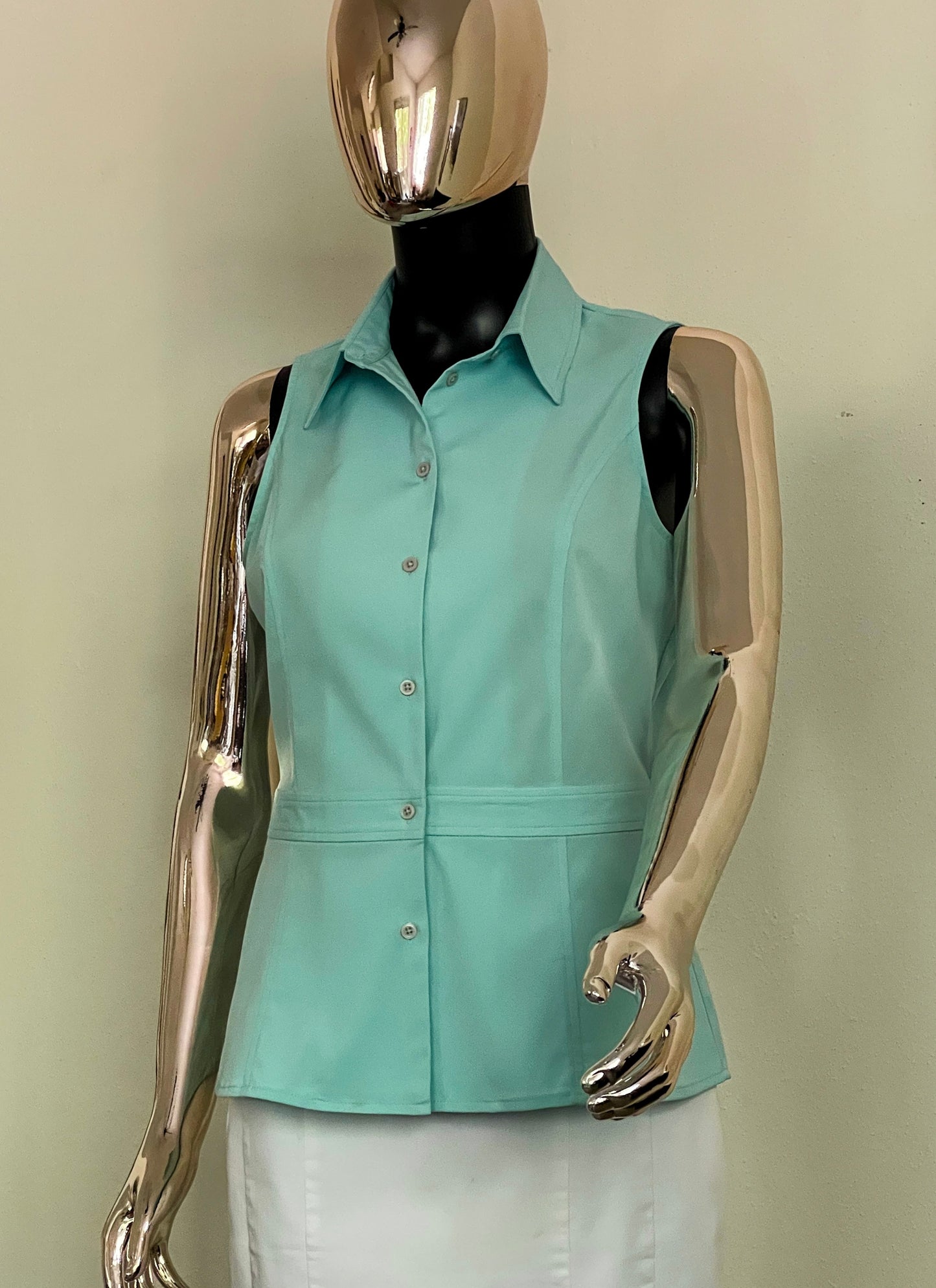 Express Stretch - Women’s Baby Blue  Sleeveless Blouse - Size (Small - S )