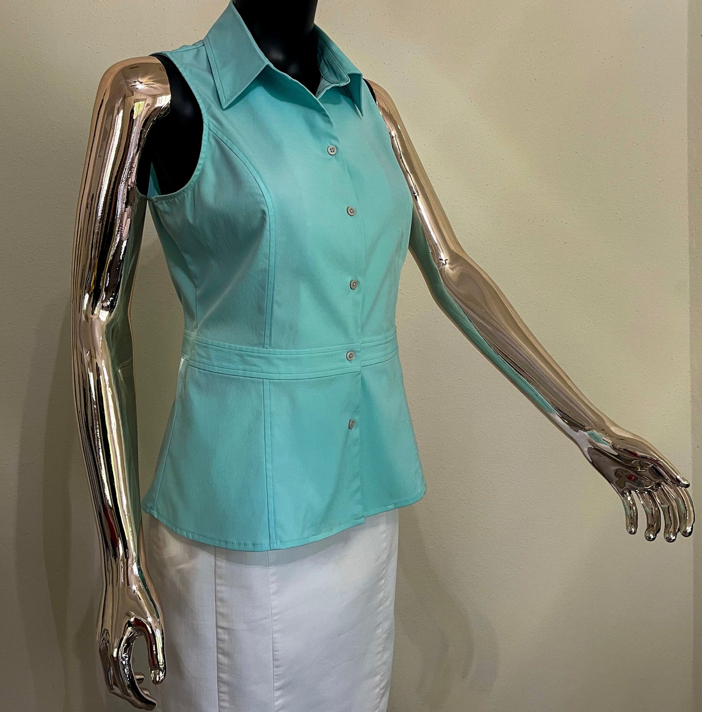 Express Stretch - Women’s Baby Blue  Sleeveless Blouse - Size (Small - S )