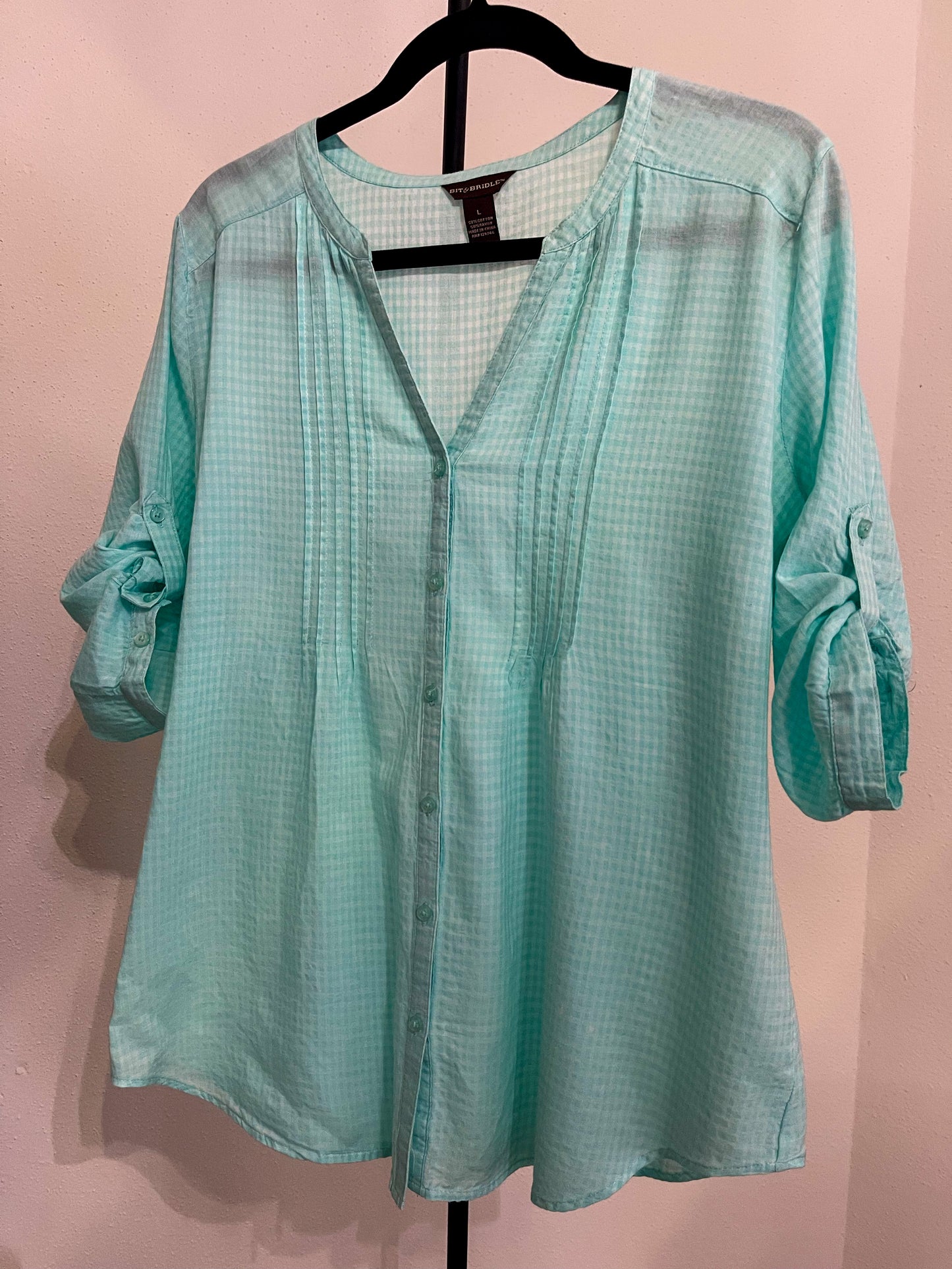 Bit & Bridle - Women’s Light Green Blouse - Size (Large)