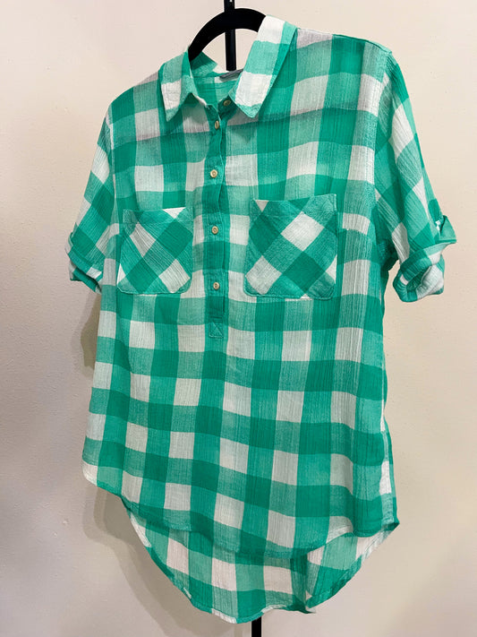 Merona - Women’s Light Green & White Blouse - Size (S)