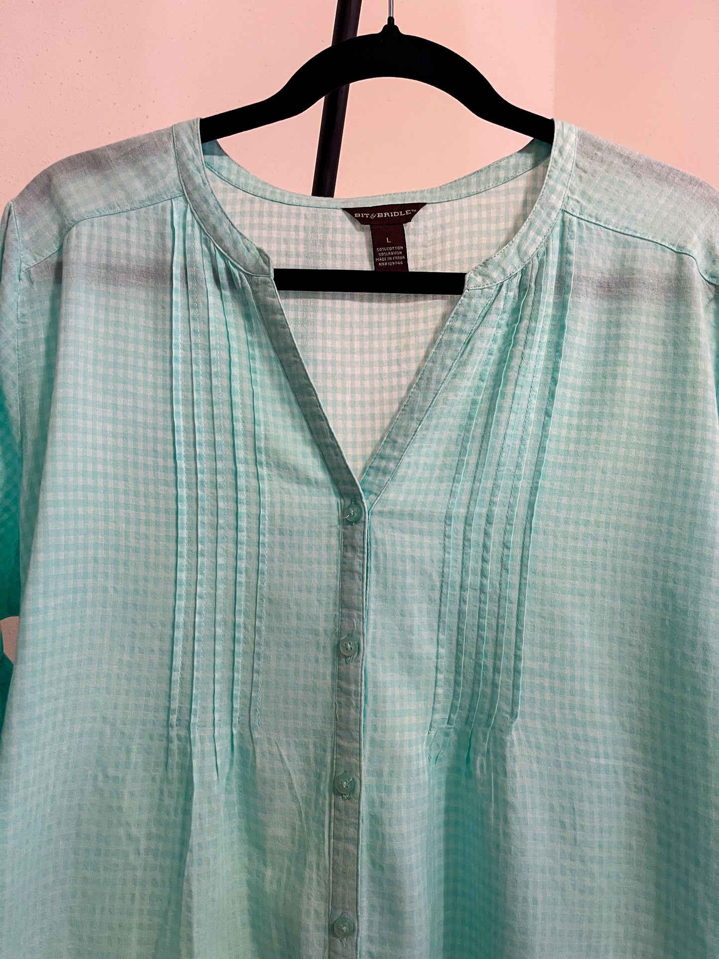 Bit & Bridle - Women’s Light Green Blouse - Size (Large)